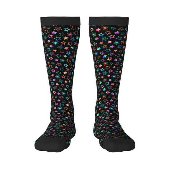 Salouo Multi-Colored Stars Print Women's Men's Ankle Socks 1-pack Casual Athletic Socks for Unisex Adult Moisture-Wicking Socks for Daily Wear/Running/Sport
