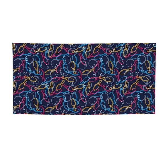 Salouo Multicolor Bowling Pattern Holiday Banner Outside Party Decoration Banner (1PC) Festival Supplies Fit for Birthday Parties & Celebrations & Chrismas-Medium