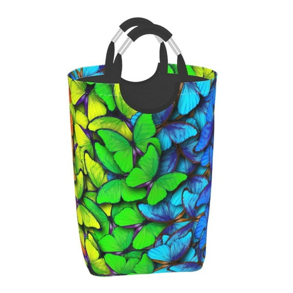 Salouo Multicolored Butterflies for Dirty Clothes Hamper,Extra Large Hamper Basket Bin 1-Pack Big Laundry Baskets with Handles Laundry Hampers Fits for Bedroom & Living Room