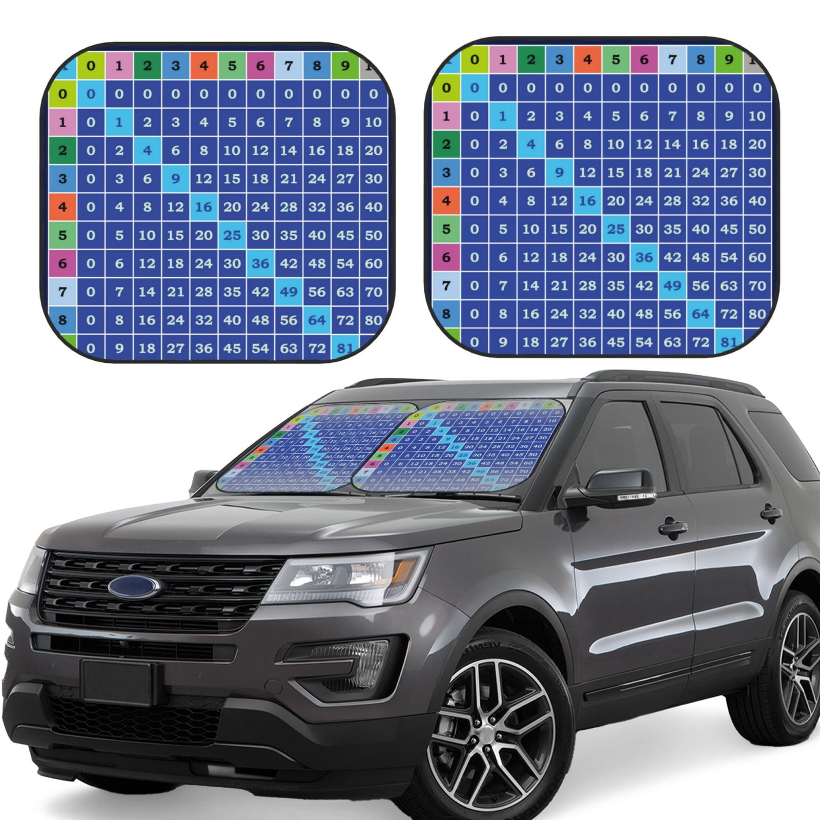 Salouo Multiplication Table Pattern Car Windshield Sun Shade Foldable ...