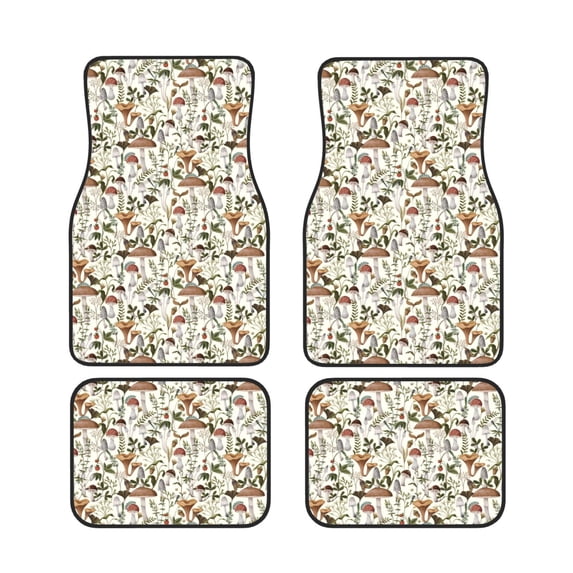 Salouo Mushroom Garnish for Car Floor Mat Set of 4–Car Carpet Mats - Car Mats with Anti-Slip Backing & Driver Heel Pad Universal Fit for Cars, Trucks, SUVs, and Vans