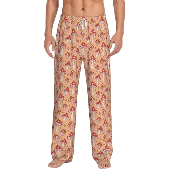 Salouo Mushroom Print Pajama Pants for Men, Lounge Pants Elastic Waistband Casual Men's sleepwear Loungewear Sleep Pajama Pant -Medium