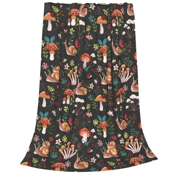 Salouo Mushroom Snail Print Bed Blankets,Flannel Blanket Comfortable Air Conditioning Blanket Lightweight Blanket for Sofa Bed Travel & Couch -40"x30"