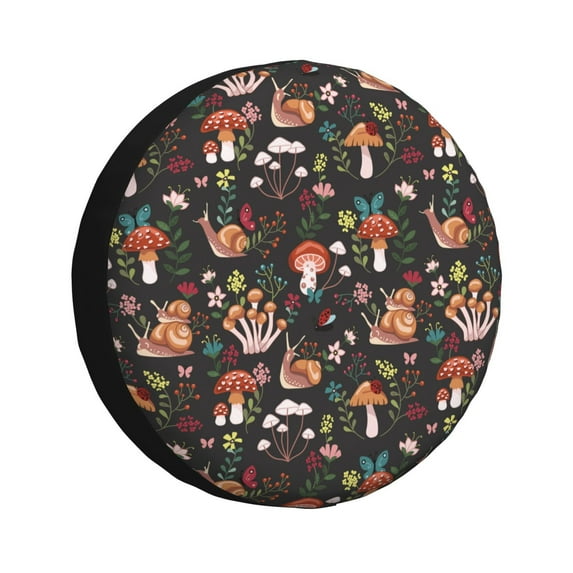 Salouo Mushroom Snail Print Spare Tire Cover 14-17 inch Spare Tire Protector Universal Tough Tire Wheel Cover for Trailer SUV and Truck-17 inch