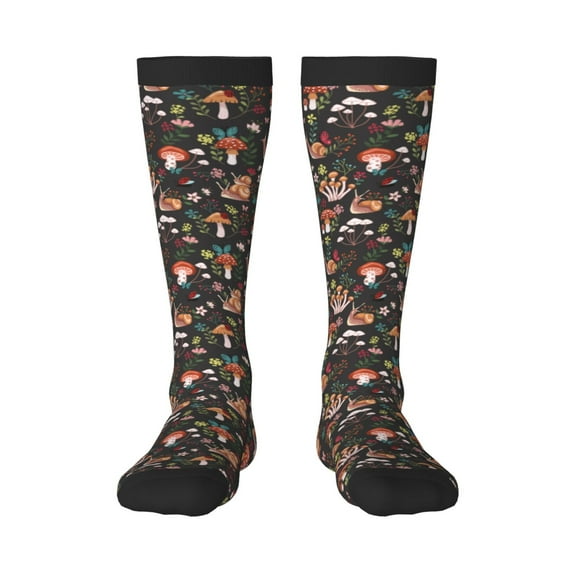 Salouo Mushroom Snail Print Women's Men's Ankle Socks 1-pack Casual Athletic Socks for Unisex Adult Moisture-Wicking Socks for Daily Wear/Running/Sport