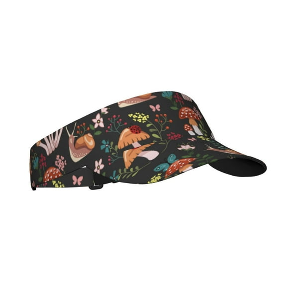 Salouo Mushroom With Snails Pattern Sport Sun Visor Hats,1-Piece of Adult Sunscreen Visor Cap Adjustable Sun Hat for Outdoor Activities Fits for Women and Men (One Size)