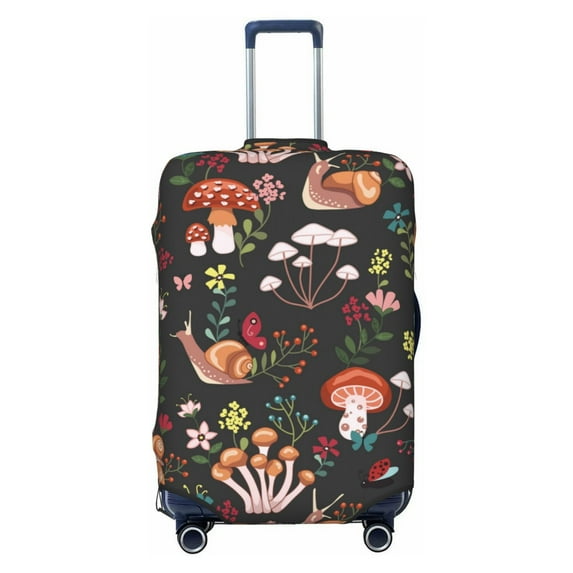 Salouo Mushroom With Snails Pattern Travel Dust-proof Suitcase Cover, Softside Suitcase Protector Luggage Cover Protector for 18-32inch ,Not Included Suitcase