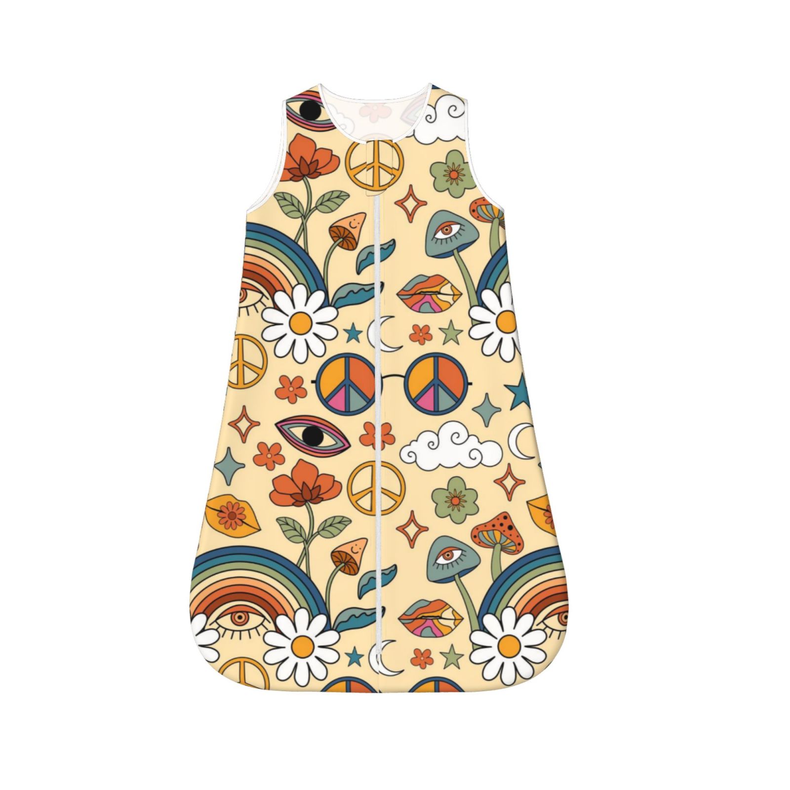 Salouo Mushrooms And Rainbows Peace Print Baby Sleep Sack Wearable