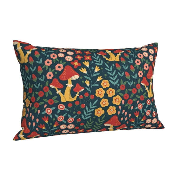Salouo Mushrooms And Flowers Pattern Pillow Cases,1PC Pillow Covers with Envelope Closure Decorative Pillow Case for Bed Couch,Pillows Not Included-16"x24"