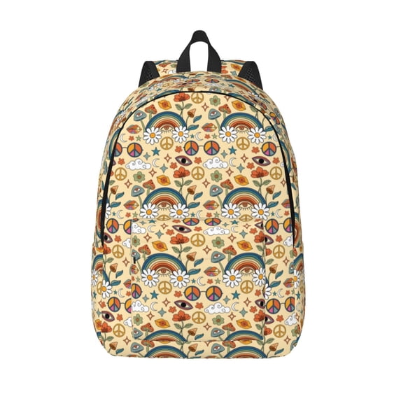 Salouo Mushrooms And Rainbows Peace for Travel Backpack for Men Women,Casual Laptop Backpack Daypack Business Work Bag for Travel、Hiking、Weekend -Medium