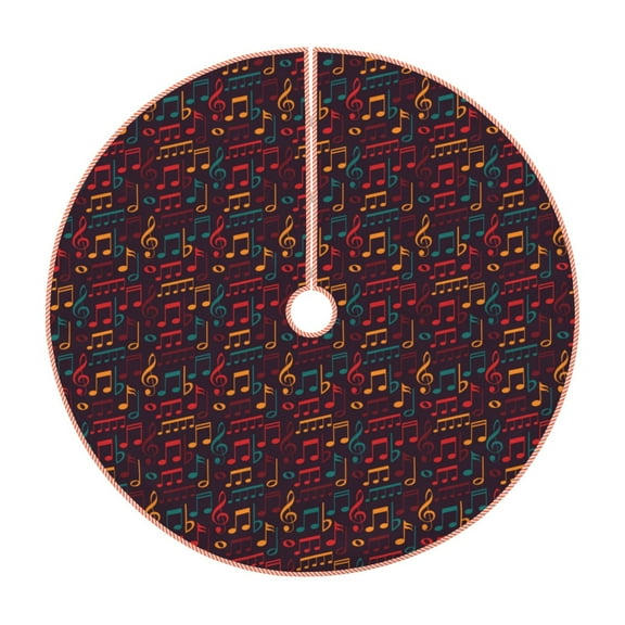 Salouo Music Christmas Tree Skirt 30" Farmhouse Christmas Decorations Snowman Xmas Tree Skirt Tree Mat for Holiday Party Decor