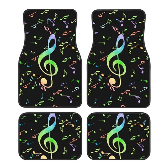 Salouo Music Notes for 4-Piece Floor Mats, Custom Fit Car Mats All-Weather Car Foot Mats Automotive Floor Mats for Cars, Trucks, SUVs, Vehicle Floor Liner