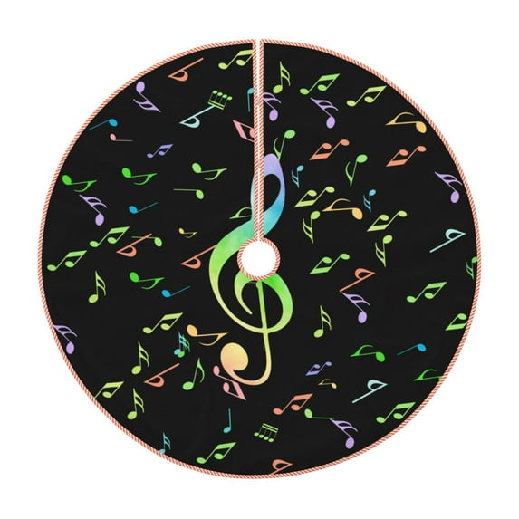 Salouo Music Notes Christmas Tree Skirt 36" Farmhouse Christmas Decorations Snowman Xmas Tree Skirt Tree Mat for Holiday Party Decor