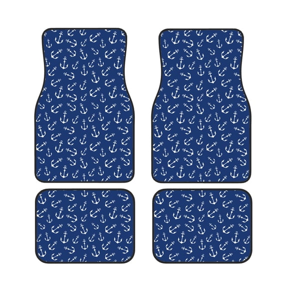Salouo Nautical Anchors for Car Floor Mat Set of 4–Car Carpet Mats - Car Mats with Anti-Slip Backing & Driver Heel Pad Universal Fit for Cars, Trucks, SUVs, and Vans