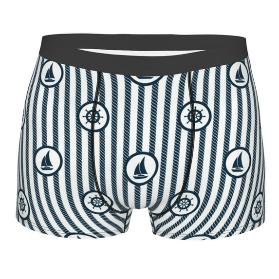 Salouo Nautical1 Print Men's Boxer Briefs,Breathable Underwear Elastic Waistband Briefs for Men -Small
