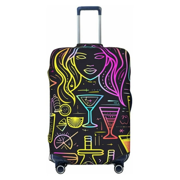 Salouo Neon Bar Drinks Pattern Travel Dust-proof Suitcase Cover, Softside Suitcase Protector Luggage Cover Protector for 18-32inch ,Not Included Suitcase