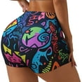 thumbnail image 1 of Salouo Neon Graffiti Urban Art Print Women's Athletic Shorts,Booty Shorts Biker Shorts High Waisted Elastic Workout Shorts for Yoga Gym Running Sports-Medium, 1 of 8