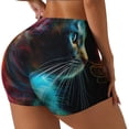 thumbnail image 1 of Salouo Neon Spectrum Cat Portrait Print Women's Athletic Shorts,Booty Shorts Biker Shorts High Waisted Elastic Workout Shorts for Yoga Gym Running Sports-X-Large, 1 of 8
