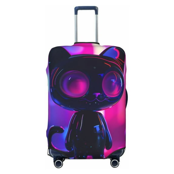 Salouo Neon Toy Cat Reflections Pattern Travel Dust-proof Suitcase Cover, Softside Suitcase Protector Luggage Cover Protector for 18-32inch ,Not Included Suitcase