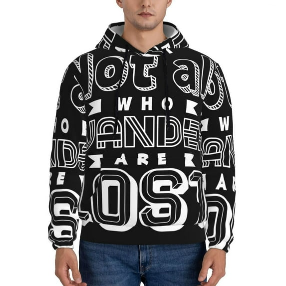 Salouo Not All Who Wander Are Lost 2 Pattern Men's Fall Hoodie Sweatshirt,Sport Hoodie with Pockets for Men Pullover Casual Hooded Sweatshirt-4X-Large