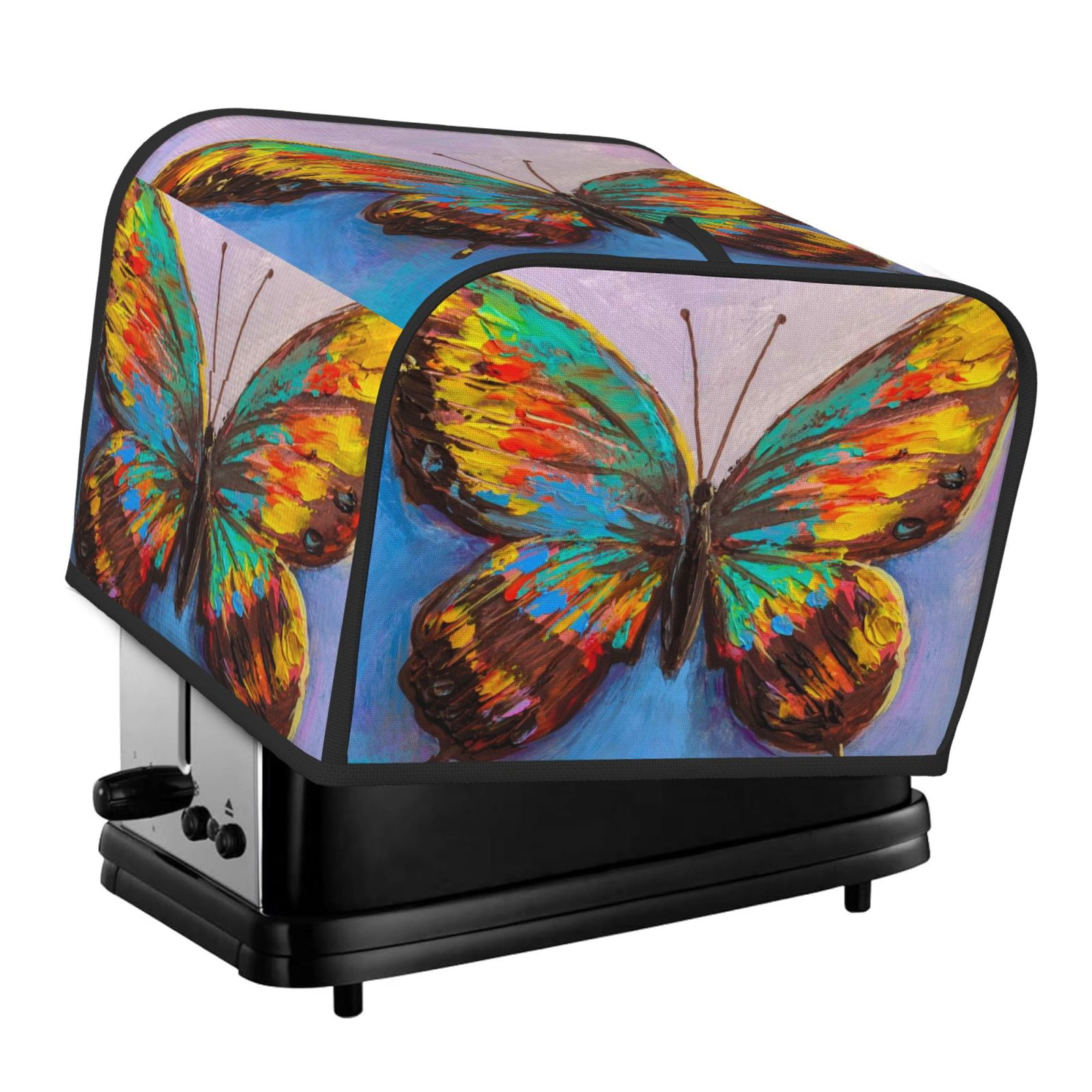 Salouo Oil Painting Beautiful Butterfly Pattern Four Slice Bread