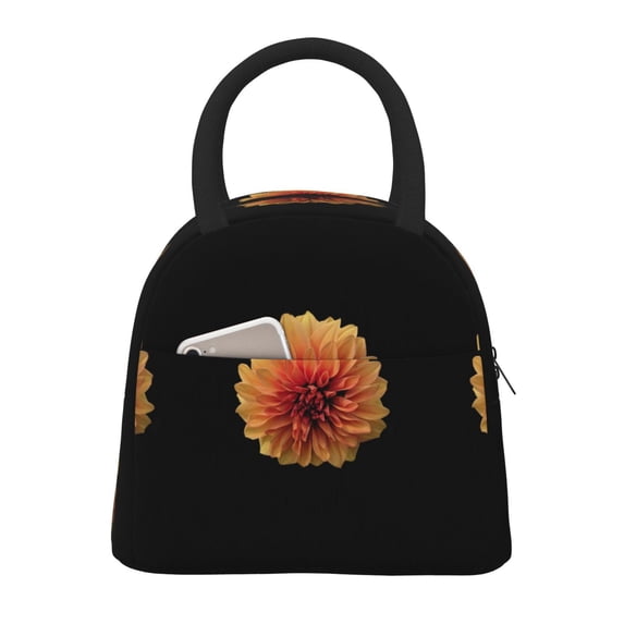 Salouo Orange Dalia for Insulated Lunch Bag for Women/Men - Leakproof Cooler Tote Bag Organizer - Reusable Lunch Box for Office Picnic Hiking Beach-One Size