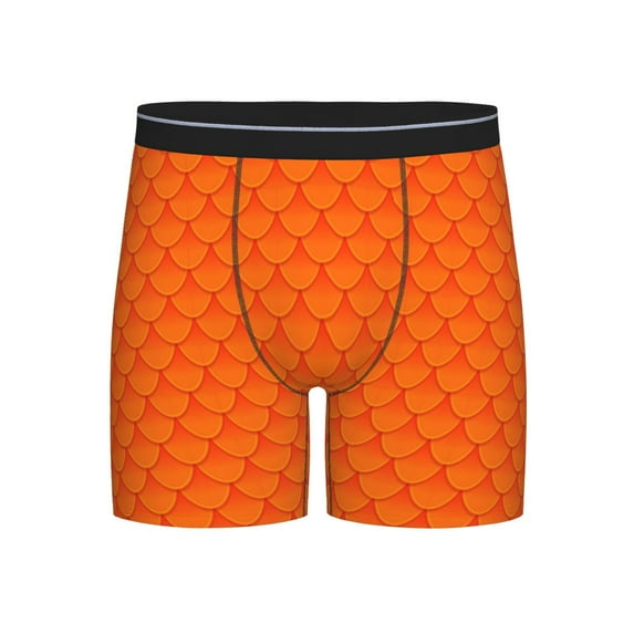 Salouo Orange Scales Pattern Men's Boxer Briefs, Soft & Breathable Underwear Elastic Waistband Briefs for Men,1-Pack