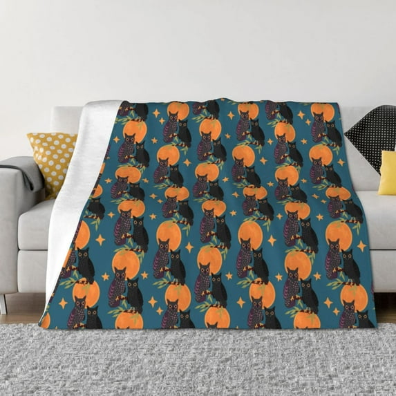 Salouo Owls In Cartoon Style Print Throw Blanket Gifts for Women Men Soft Flannel Blanket for Home Living Room Decor Bedroom Blanket Gifts for Mom Dad -40"x30"