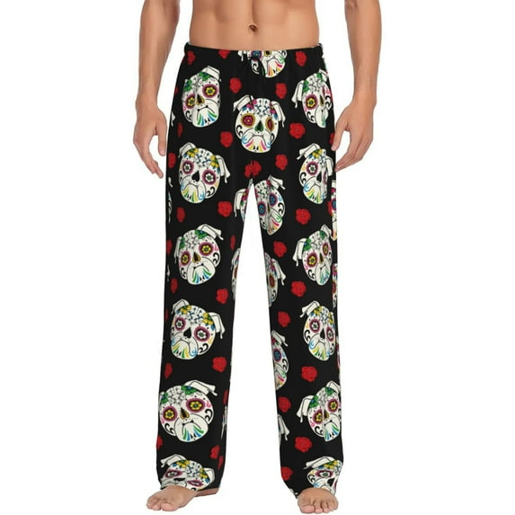 Salouo PUG Print Pajama Pants for Men, Lounge Pants Elastic Waistband Casual Men's sleepwear Loungewear Sleep Pajama Pant -XX-Large