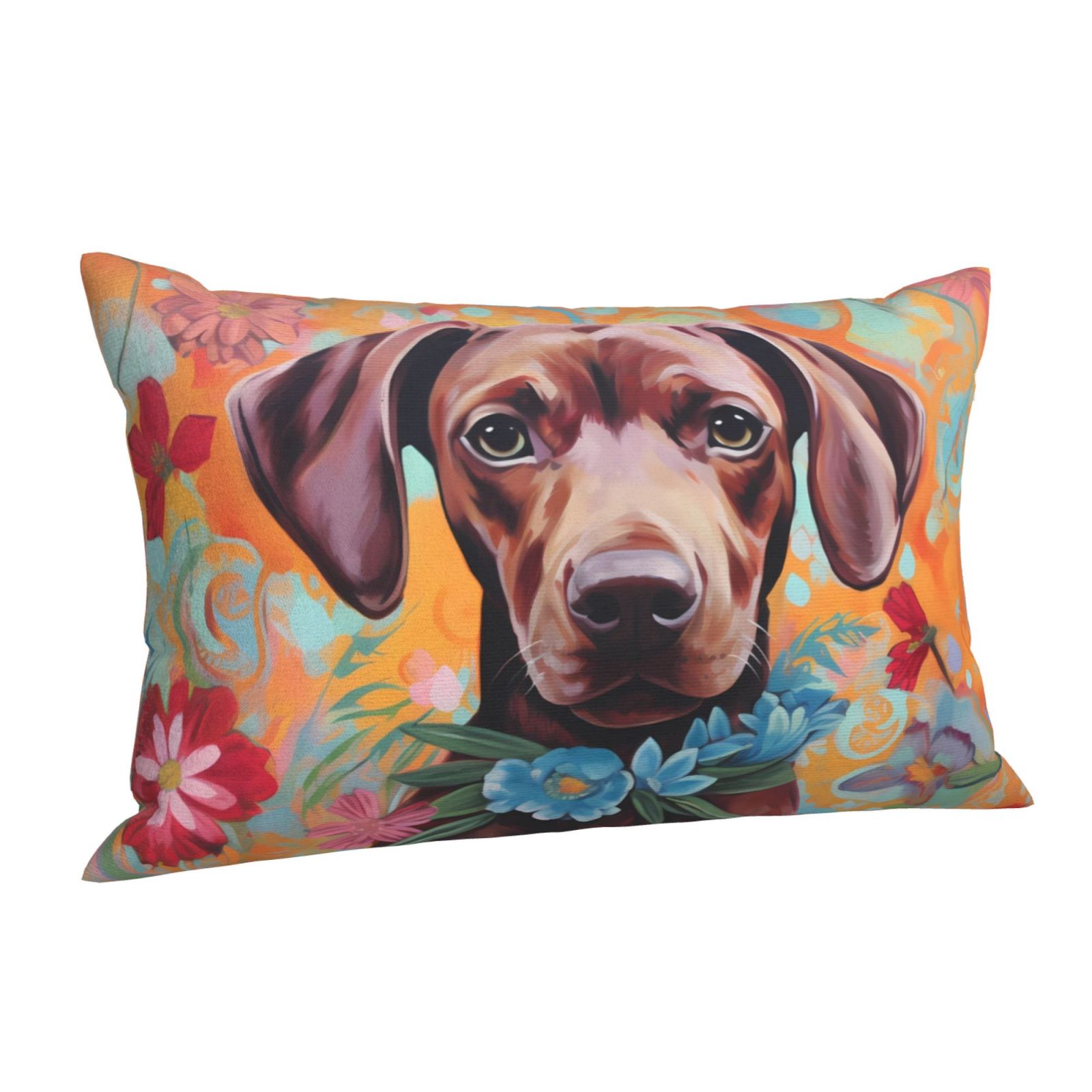 Salouo Painted Flower Puppy Pattern Pillow Cases,1PC Pillow Covers with