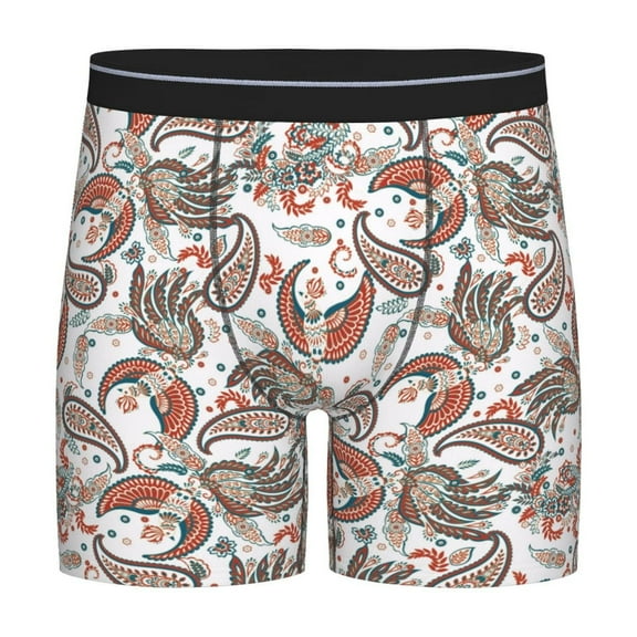 Salouo Paisley Floral Pattern Men's Boxer Briefs, Soft & Breathable Underwear Elastic Waistband Briefs for Men,1-Pack