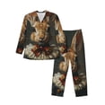 thumbnail image 1 of Salouo Palatial Style Flower Rabbit Print Button-Front Long Sleeve Pajama Set for Men, Soft 2Pjs Men's Long Sleeve Sleepwear-X-Large, 1 of 7