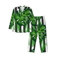 thumbnail image 1 of Salouo Palm Greenery Print Button-Front Long Sleeve Pajama Set for Men, Soft 2Pjs Men's Long Sleeve Sleepwear-X-Large, 1 of 7