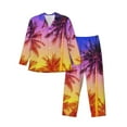 thumbnail image 1 of Salouo Palm Trees at Sunset Print Button-Front Long Sleeve Pajama Set for Men, Soft 2Pjs Men's Long Sleeve Sleepwear-X-Large, 1 of 7
