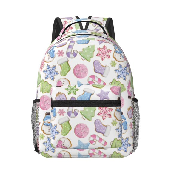 Salouo Pastel Christmas Cookies Print Laptop Backpack 16.5'' Daypack Carry On Backpack for Men Women Outdoor Bag Laptop Sleeve and Dual for Weekender/Business/Hiking-One Size