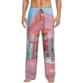 thumbnail image 1 of Salouo Pastel Pink Beach Cafe Print Pajama Pants for Men, Lounge Pants Elastic Waistband Casual Men's sleepwear Loungewear Sleep Pajama Pant -Large, 1 of 7