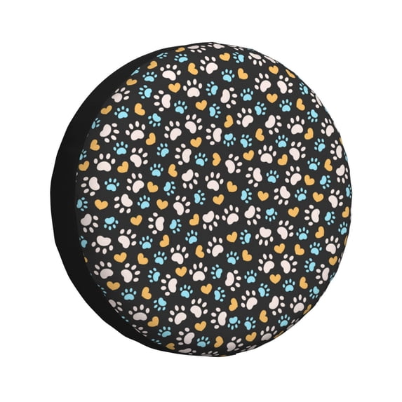 Salouo Paw Animal Print Spare Tire Cover 14-17 inch Spare Tire Protector Universal Tough Tire Wheel Cover for Trailer SUV and Truck-15 inch