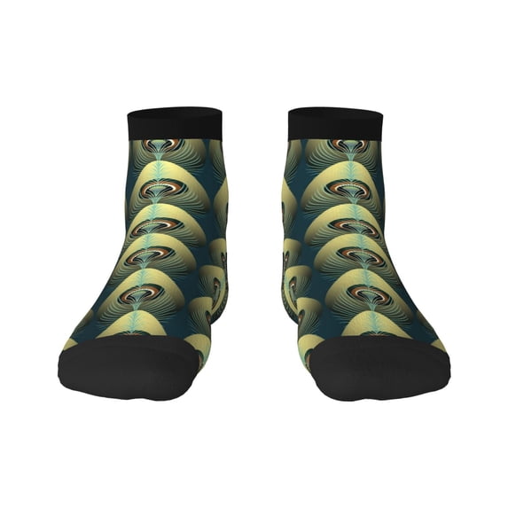 Salouo Peacock Gold Feather Pattern Unisex Middle Tube Socks,Middle-Finger Knee High Socks Over The Calf Tube Stocking Crew Stockings for Women and Men Tube Socks