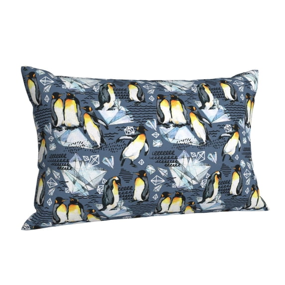 Salouo Penguin Arctic Adventure Pattern Pillow Cases,1PC Pillow Covers with Envelope Closure Decorative Pillow Case for Bed Couch,Pillows Not Included-16"x24"