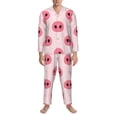 thumbnail image 1 of Salouo Pig Noses Print Button-Front Long Sleeve Pajama Set for Men, Soft 2Pjs Men's Long Sleeve Sleepwear -Large, 1 of 7