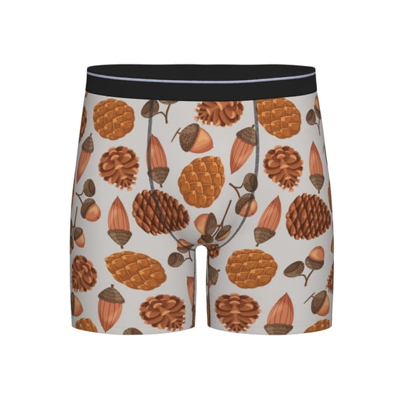 Salouo Pinecone Autumn Pattern Pattern Men's Boxer Briefs, Soft & Breathable Underwear Elastic Waistband Briefs for Men,1-Pack