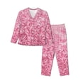 thumbnail image 1 of Salouo Pink Glitter Pattern Women's Pajamas Set Long Sleeve Button Down Sleepwear Soft Pj Lounge Sets for women 2 Piece Pjs Set with Long Pants-Medium, 1 of 7