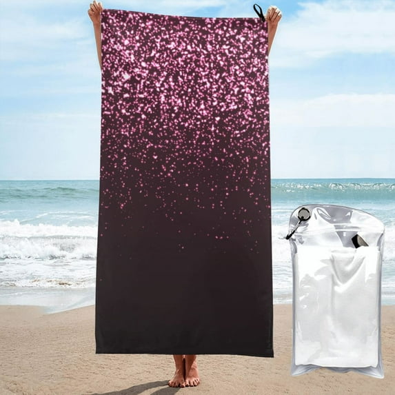 Salouo Pink Glitter Sparkles A Pattern 1 Pack Bath Towel, Quick Drying Towels Premium Towels for for Body, Sport, Yoga, SPA, Fitness-31.5"x63"