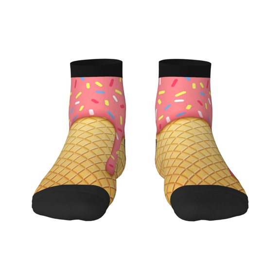 Salouo Pink Ice Cream Pattern Unisex Middle Tube Socks,Middle-Finger Knee High Socks Over The Calf Tube Stocking Crew Stockings for Women and Men Tube Socks
