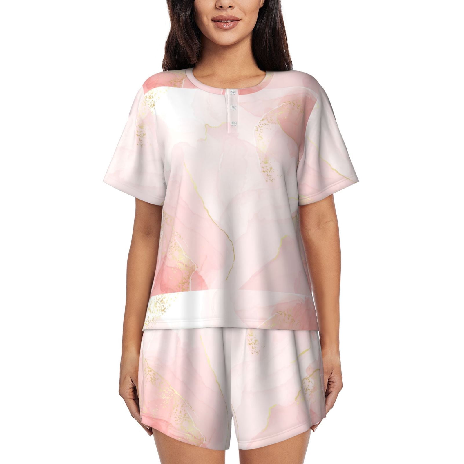 Shy Velvet Women's Lounge Set - Linen Cotton Two Piece Pajama Set With Ric Rac Trim