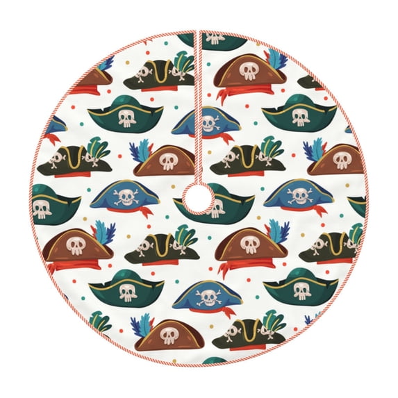 Salouo Pirate Hats Christmas Tree Skirt 36" Farmhouse Christmas Decorations Snowman Xmas Tree Skirt Tree Mat for Holiday Party Decor