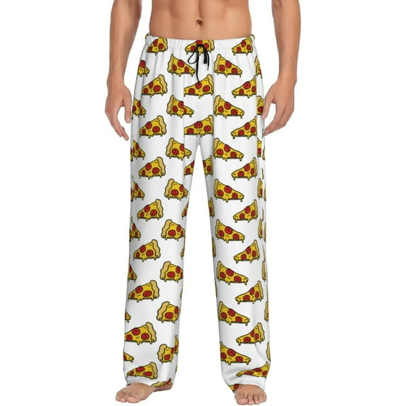 Salouo Pizza Print Pajama Pants for Men, Lounge Pants Elastic Waistband Casual Men's sleepwear Loungewear Sleep Pajama Pant -X-Large