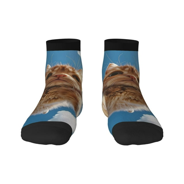 Salouo Playful Cat Fisheye View Pattern Unisex Middle Tube Socks,Middle-Finger Knee High Socks Over The Calf Tube Stocking Crew Stockings for Women and Men Tube Socks