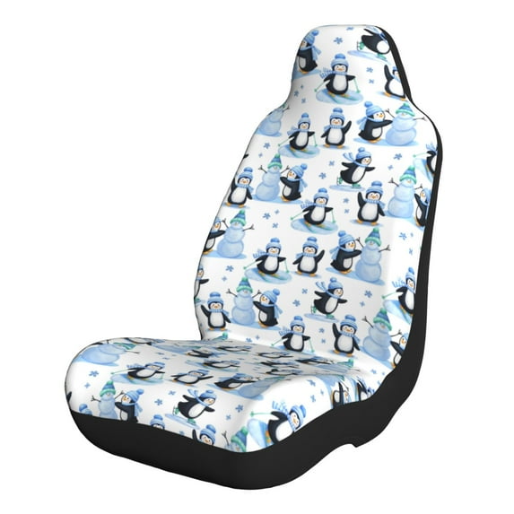 Salouo Playful Penguins and Snowmen Pattern Car Seat Covers,Universal Car Seat Protectors Easy to Install Car Cover Car Accessories Auto/rucks/Van/SUV-1