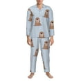 thumbnail image 1 of Salouo Playful Walrus Wonders Print Button-Front Long Sleeve Pajama Set for Men, Soft 2Pjs Men's Long Sleeve Sleepwear -Small, 1 of 7